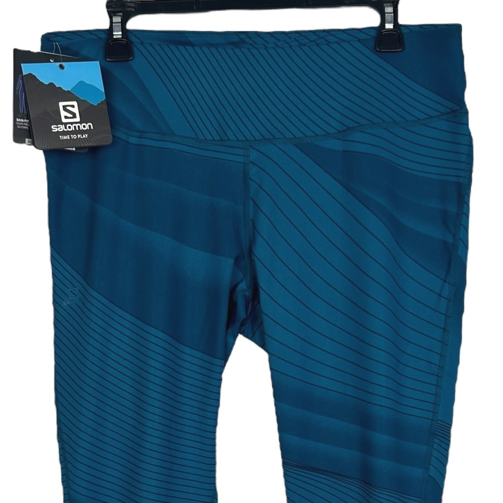 NEW Salomon Womens 2XL Comet Tech Leg Leggings Hike Run Celestial Blue